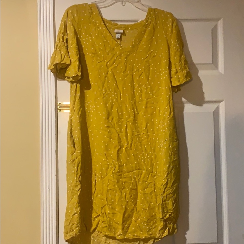 Yellow polka dotted dress